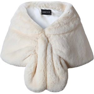 Ivory/beige faux fur shawl/cloak/ cape.